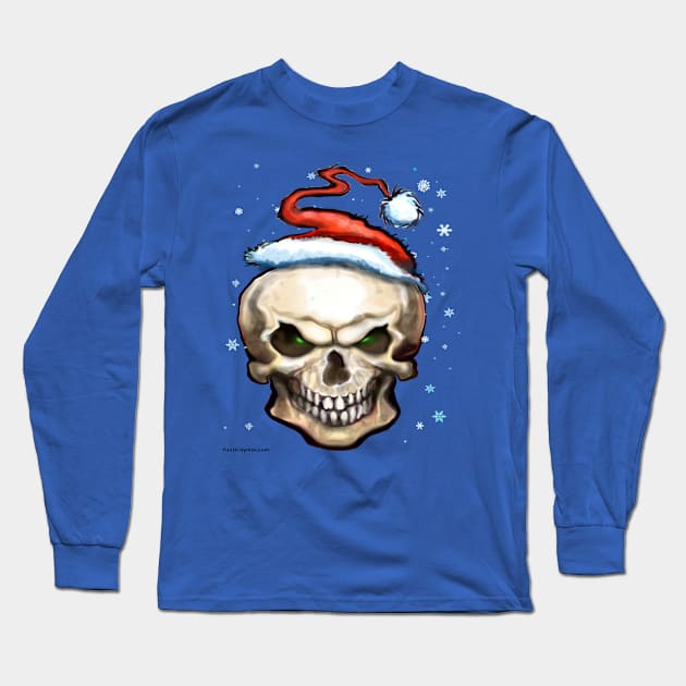 Christmas Skull Long Sleeve T-Shirt by Kevin Middleton